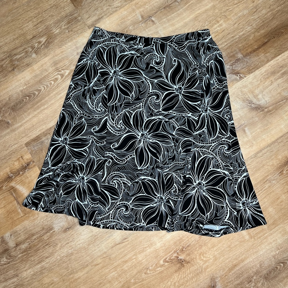 Floral Black and White Skirt